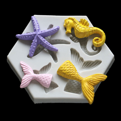Seahorse mermaid silicone cake - mermaid,