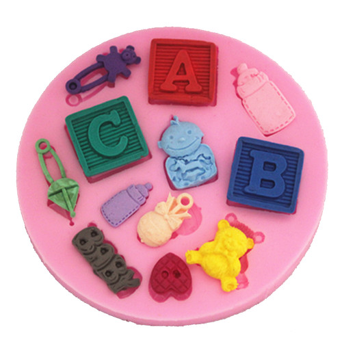 Baby blocks mould bottle - blocks, teddy